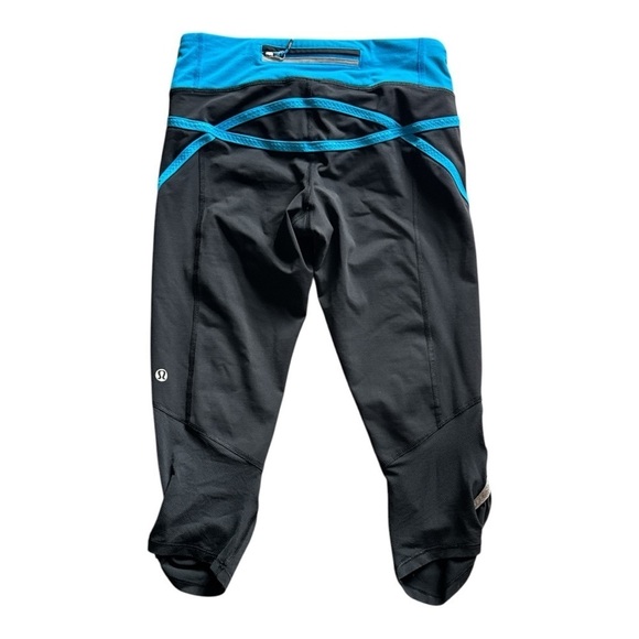 Lululemon Run Pace Crop Black Blue Size 4 - Picture 9 of 14